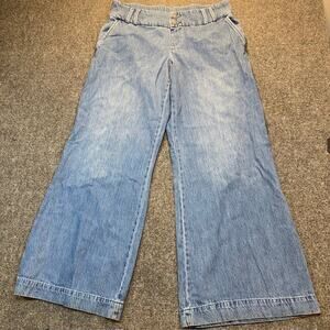 Happily Grey Wide Leg Jeans Womens 13 34x31 Lightweight Pants Blue Medium Wash